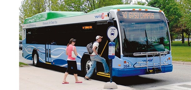 Students get on route 50 bus